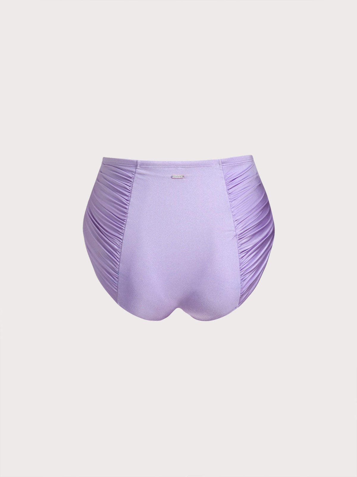 Purple Textured Ruched Plus Size Bikini Bottom