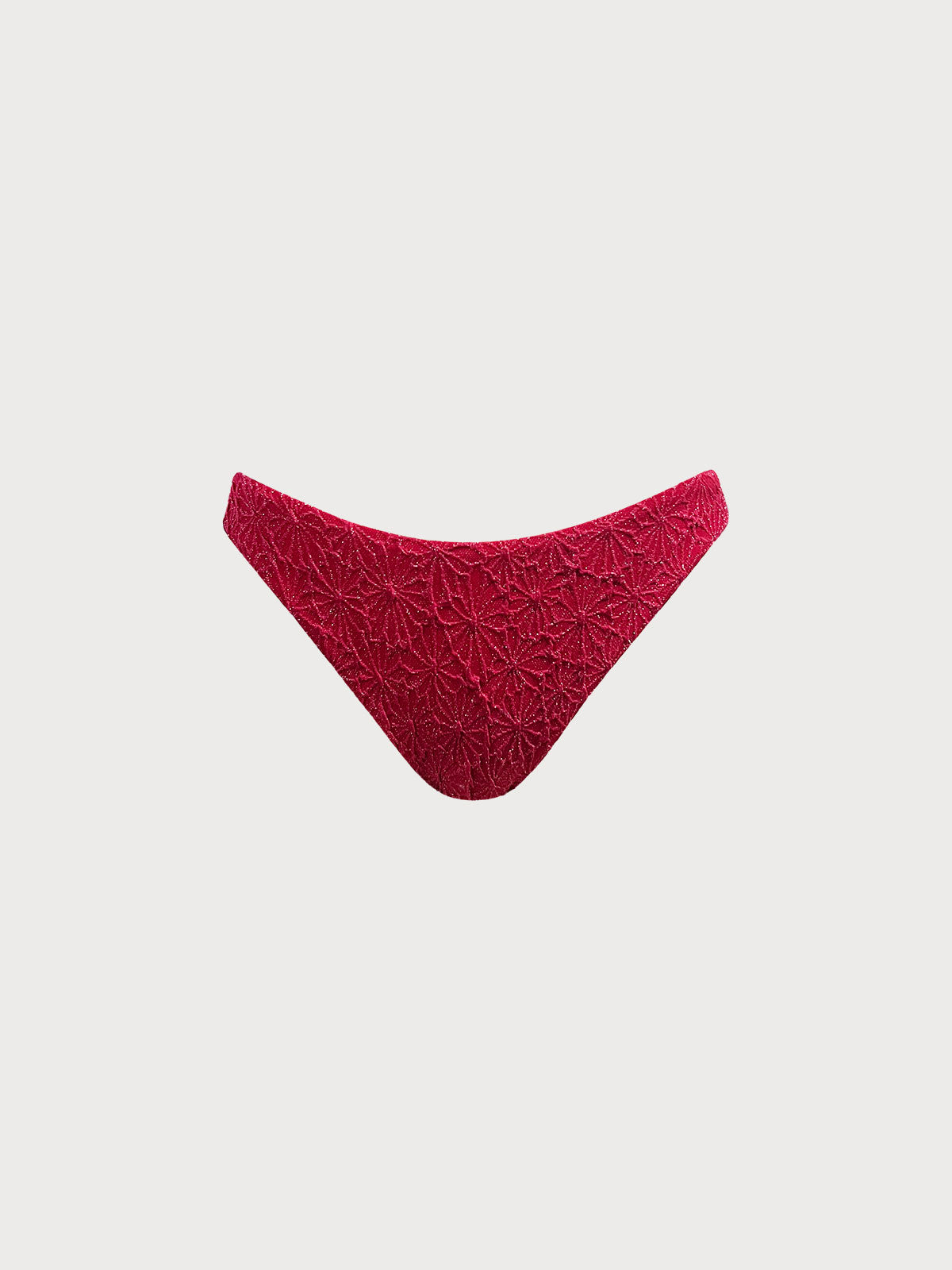 Wine Red Textured Bikini Bottom