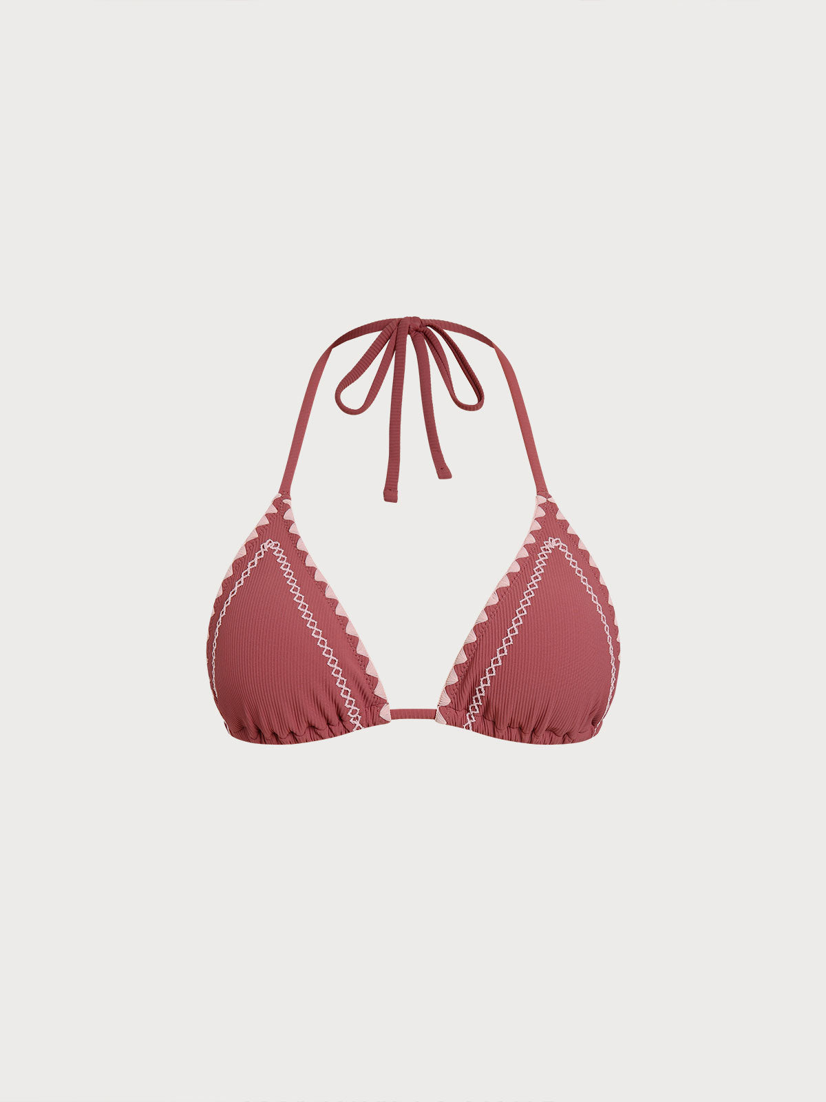 Brick Red Stitch Triangle Bikini Top