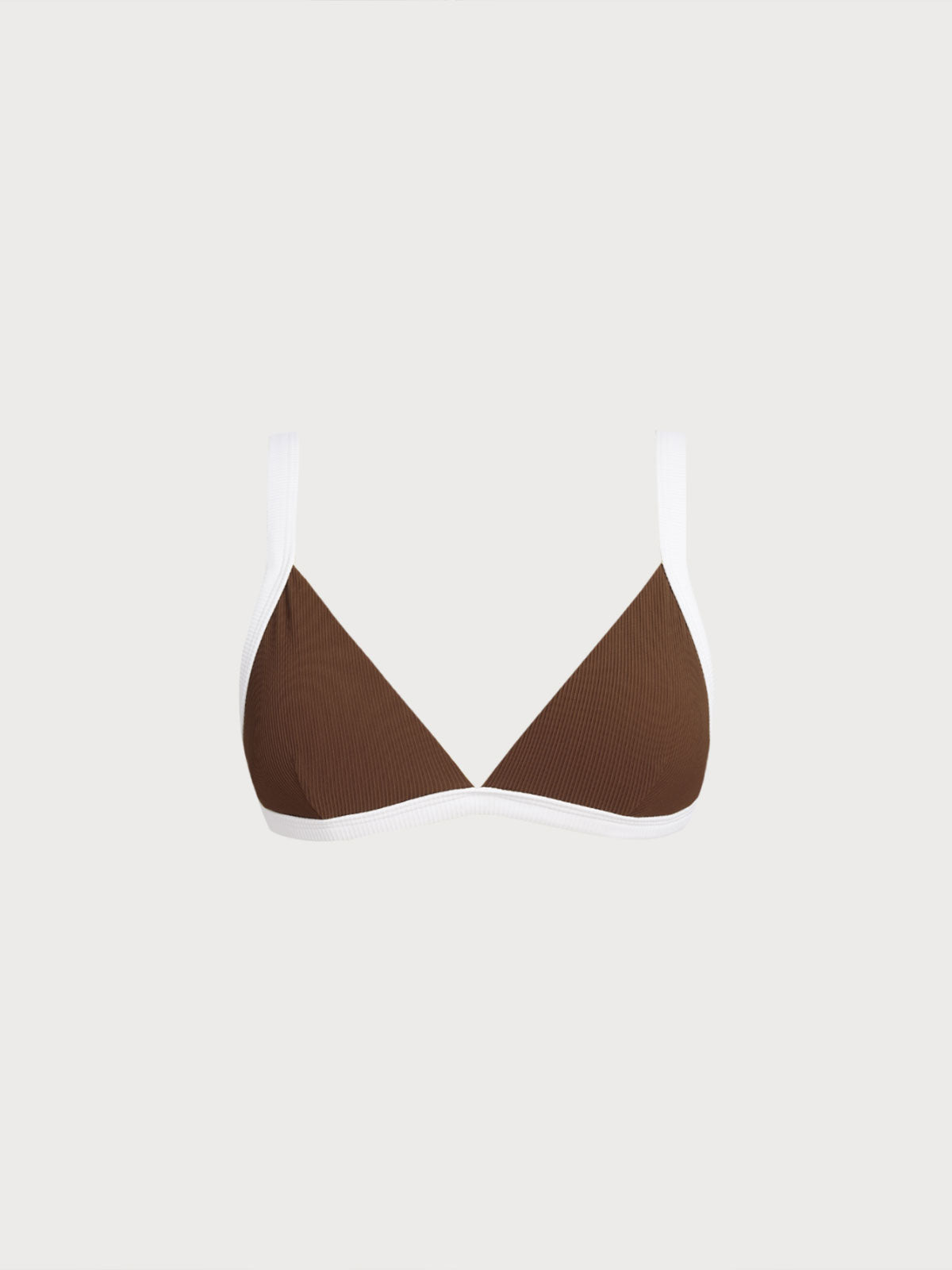 Brown Contrast Trim Triangle Bikini Top