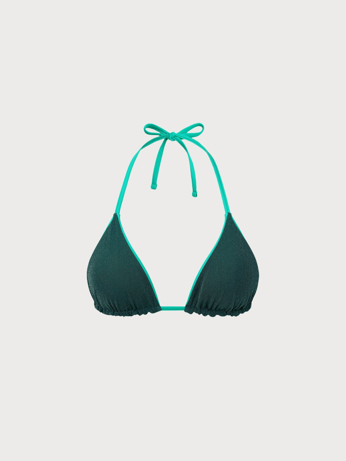 Green Glitter Contrast Triangle Bikini Top