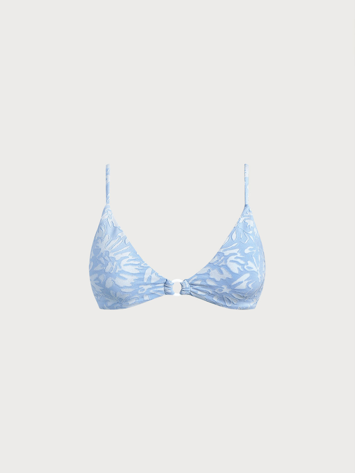 Light Blue O-Ring Textured Bikini Top