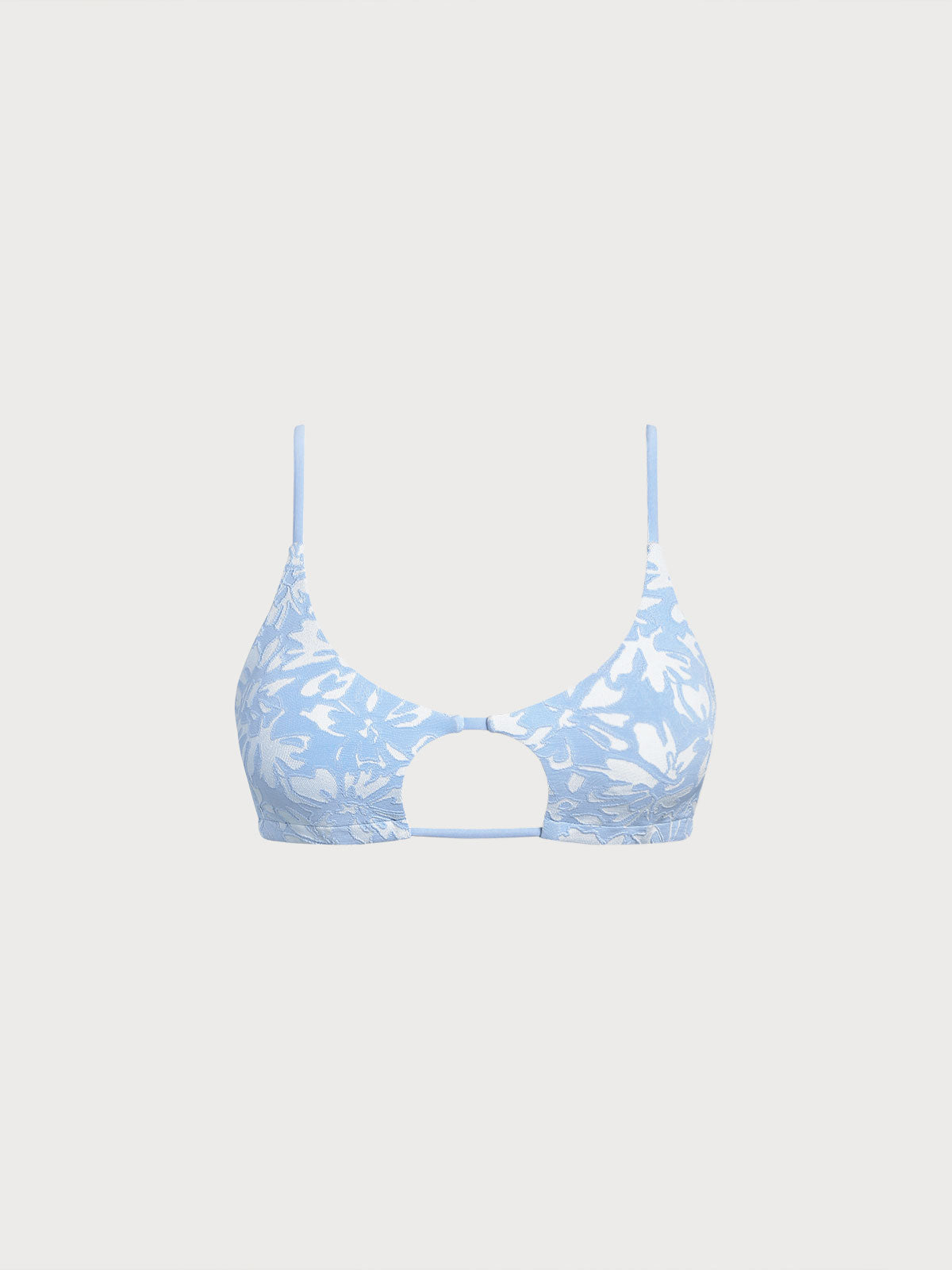 Light Blue Cut-Out Textured Bikini Top