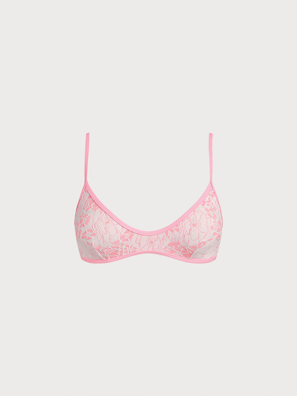 Pink Textured Scoop Bikini Top