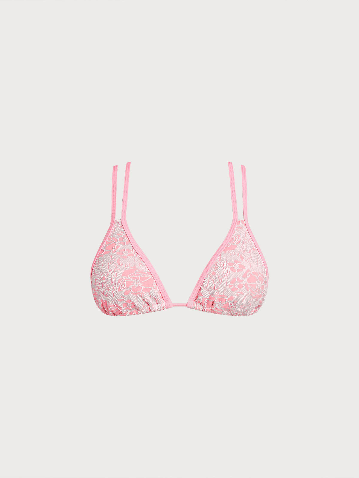 Pink Textured Strappy Bikini Top
