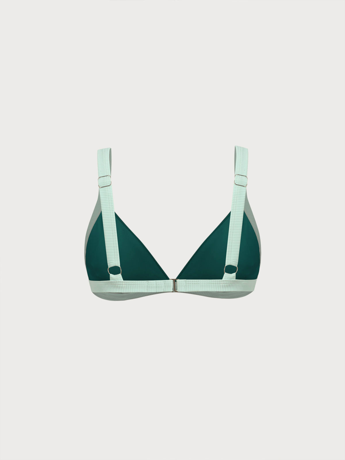 Green Contrast Trim Triangle Bikini Top