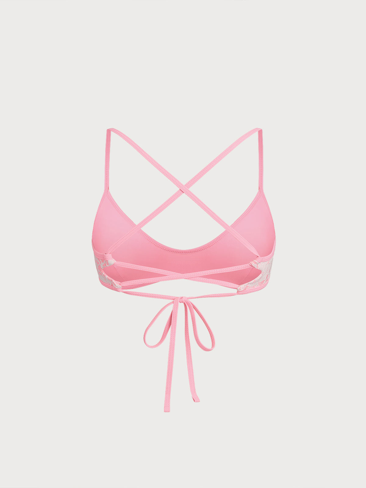 Pink Textured Scoop Bikini Top