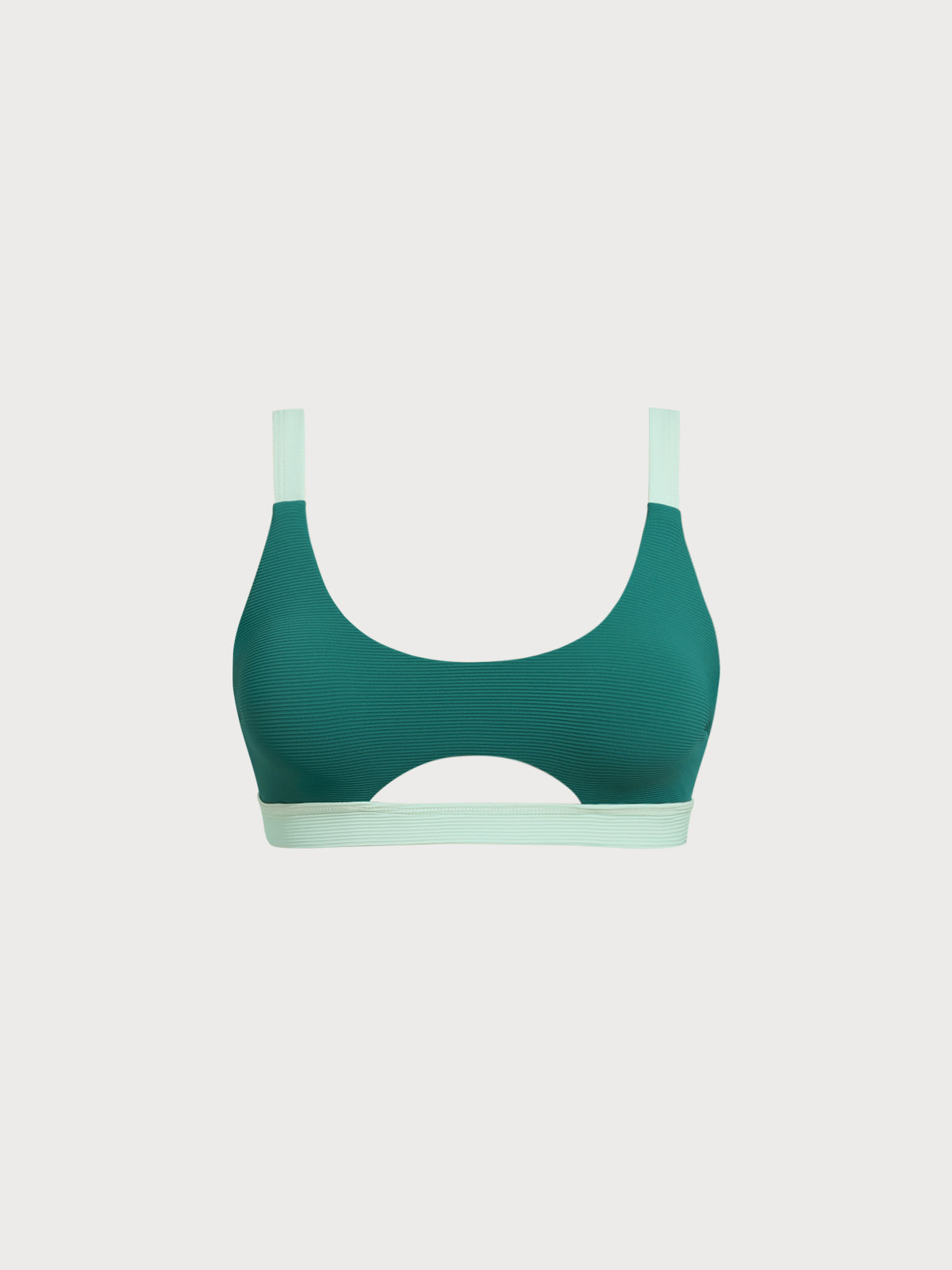 Green Contrast Trim Bikini Top