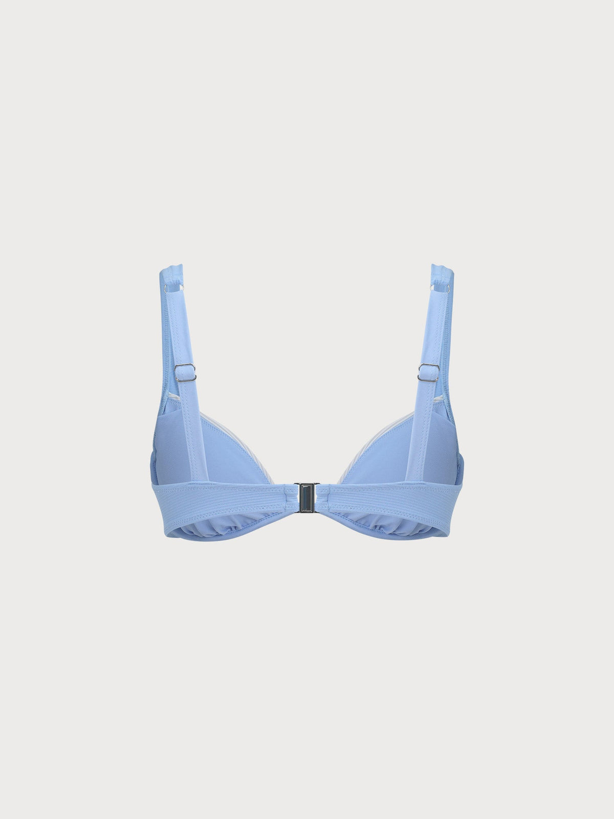 Light Blue Ribbed Contrast Underwire Bikini Top