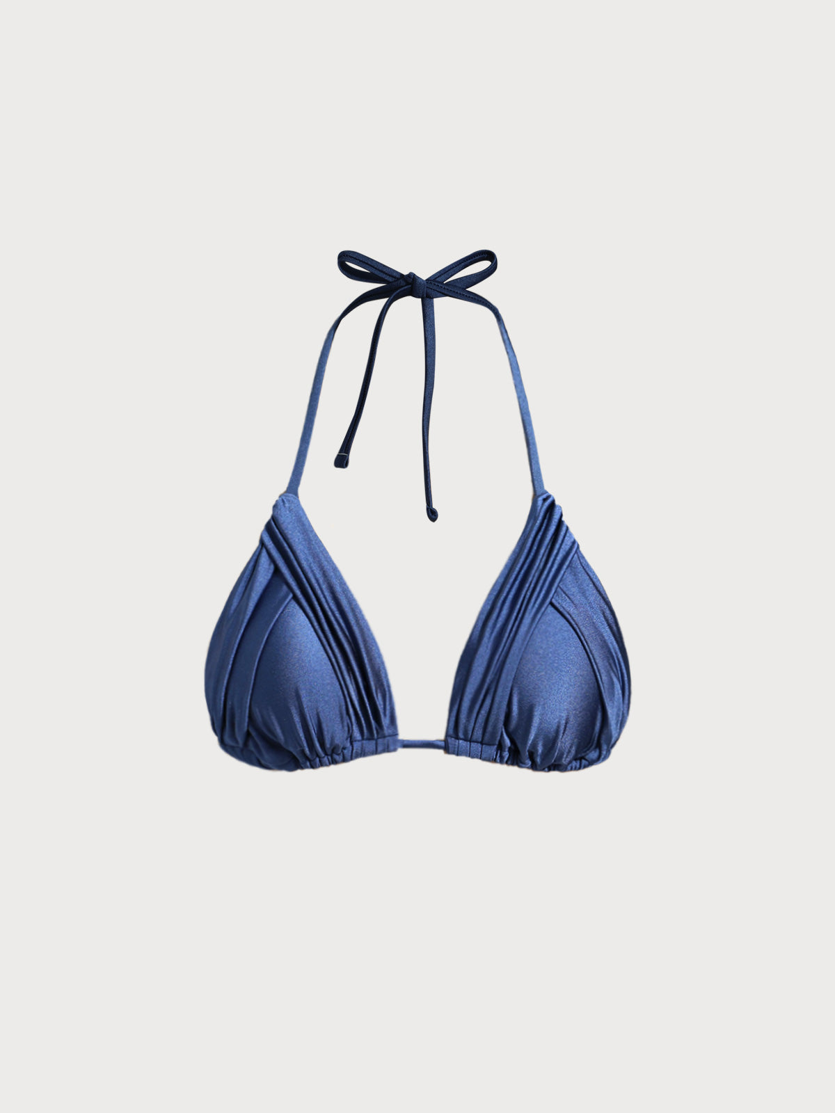 Blue Ruched Bikini Top
