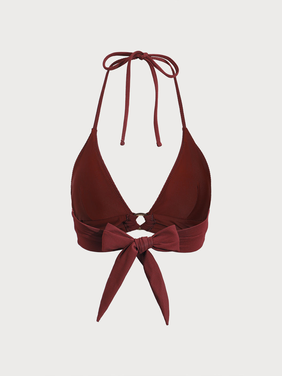 Wine Red Back Tie Bikini Top