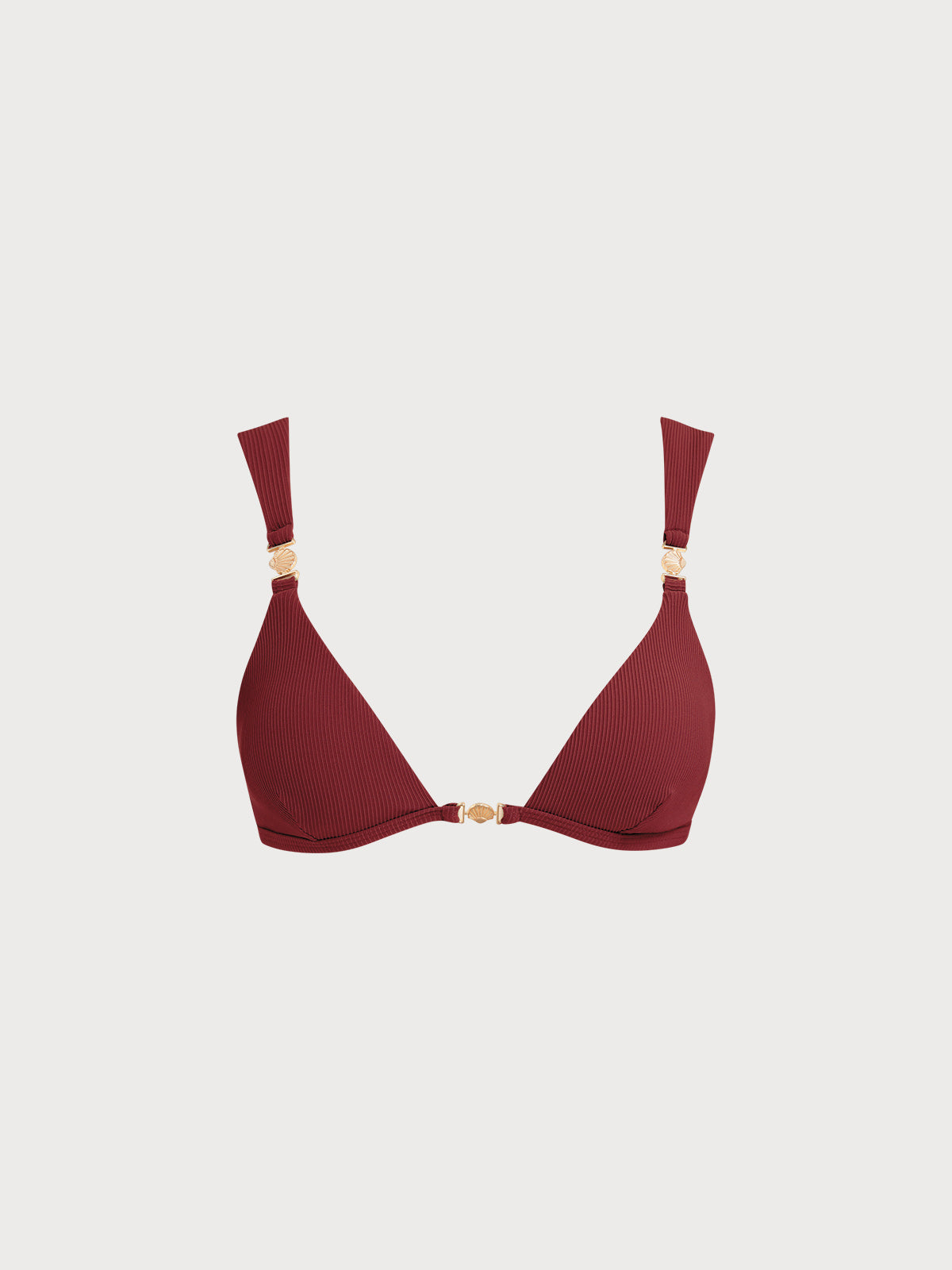 Wine Red Gold-Accented Bikini Top