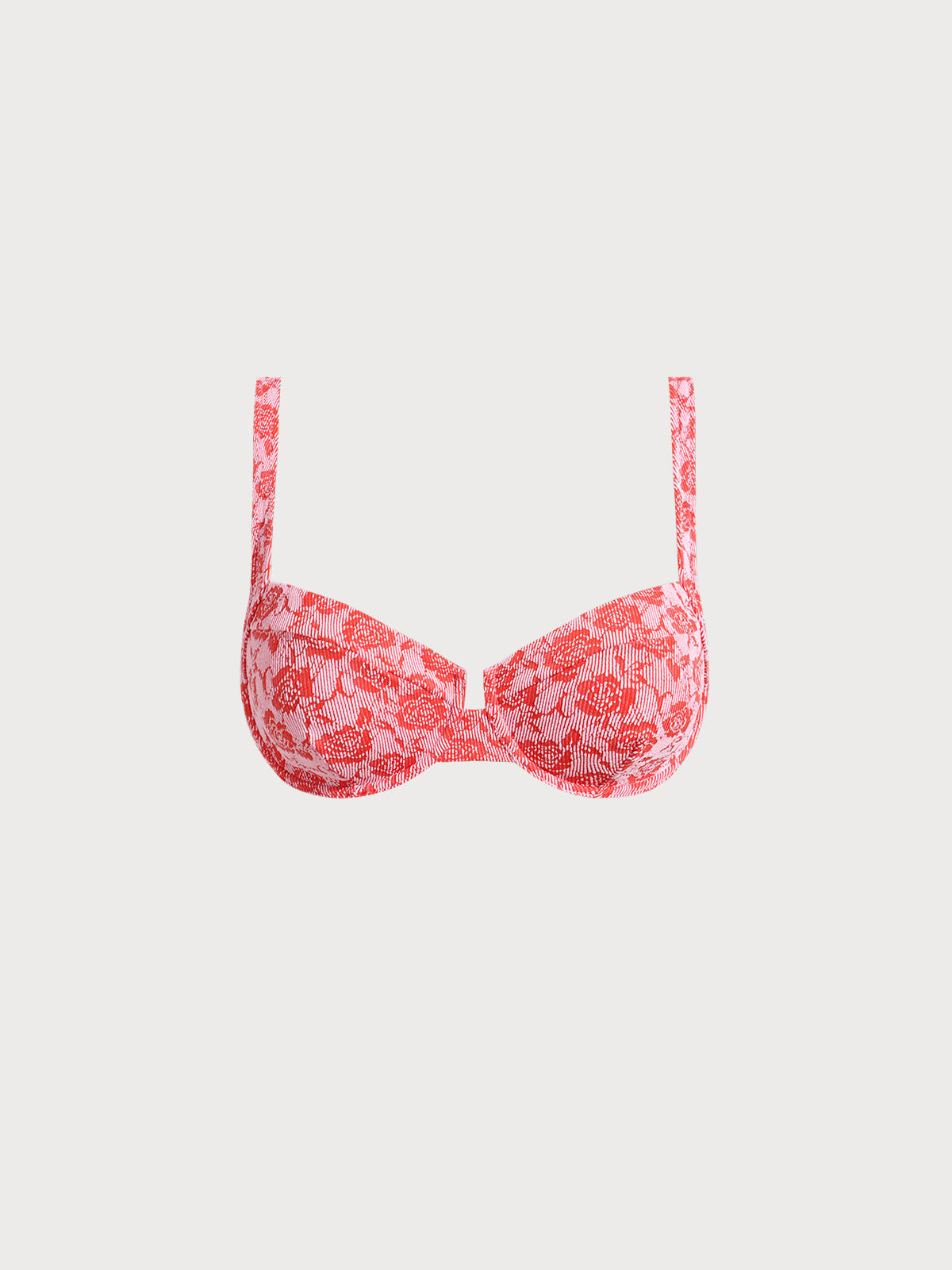 Red Rose Textured Underwire Bikini Top