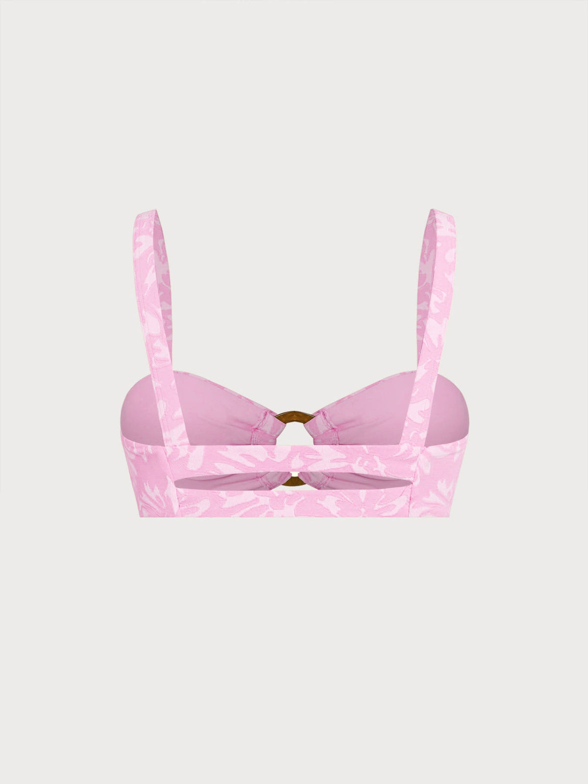 Pink Textured Cutout O-Ring Bikini Top