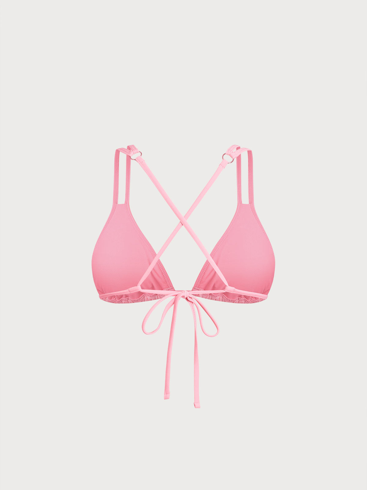 Pink Textured Strappy Bikini Top