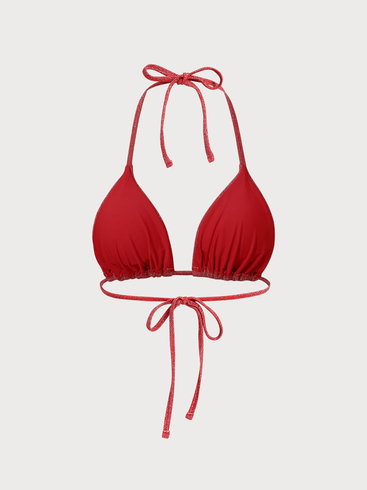 Red Lurex Halter Triangle Bikini Top