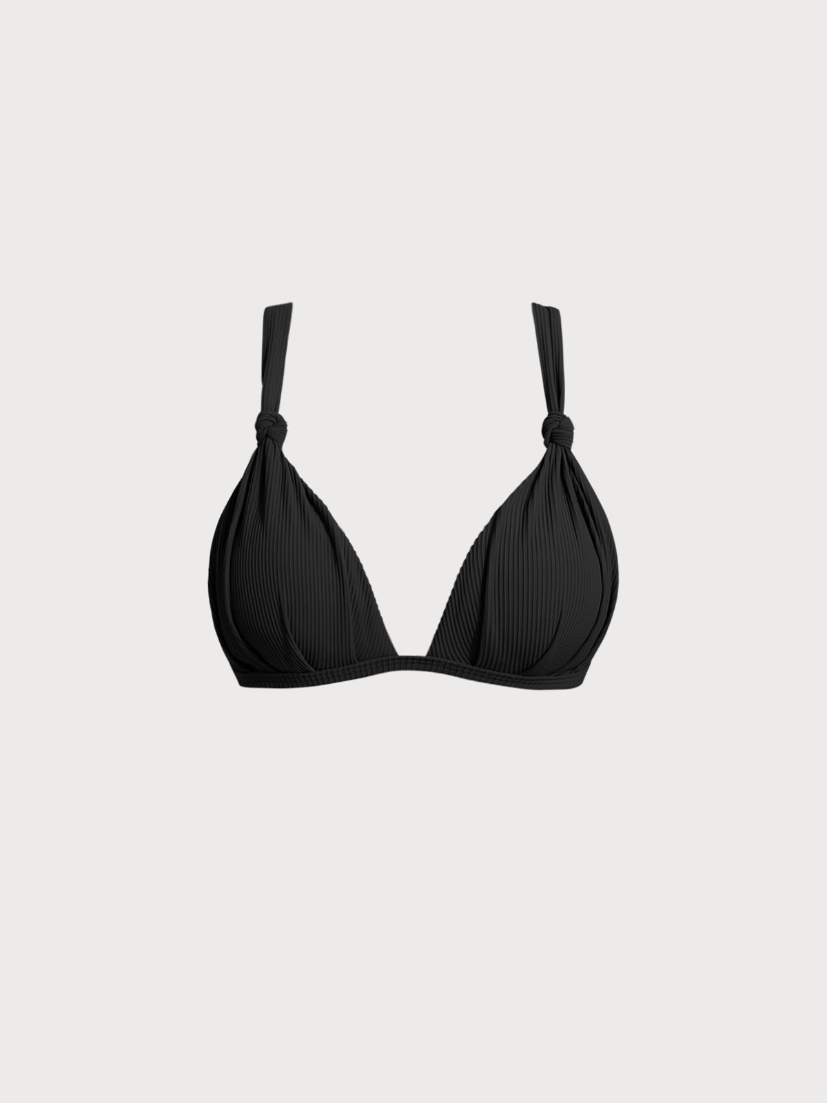 Black Ruched Knot Bikini Top