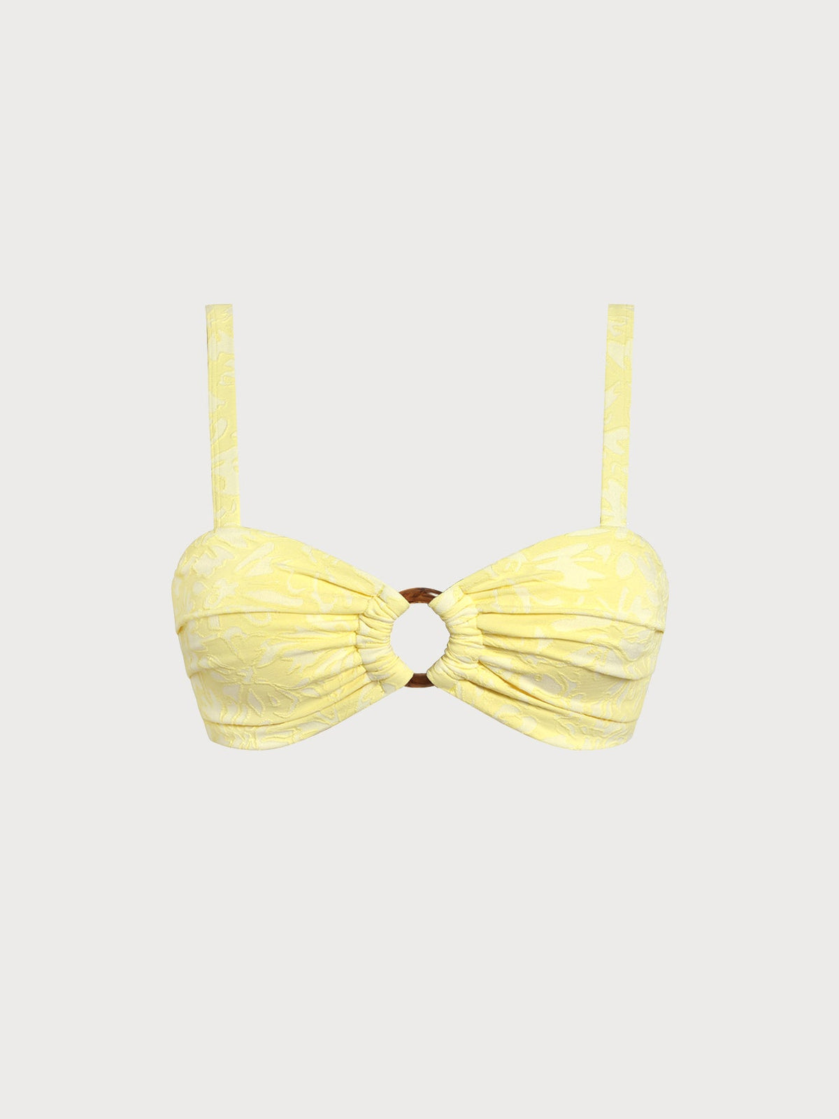 Yellow Textured Cutout O-Ring Bikini Top