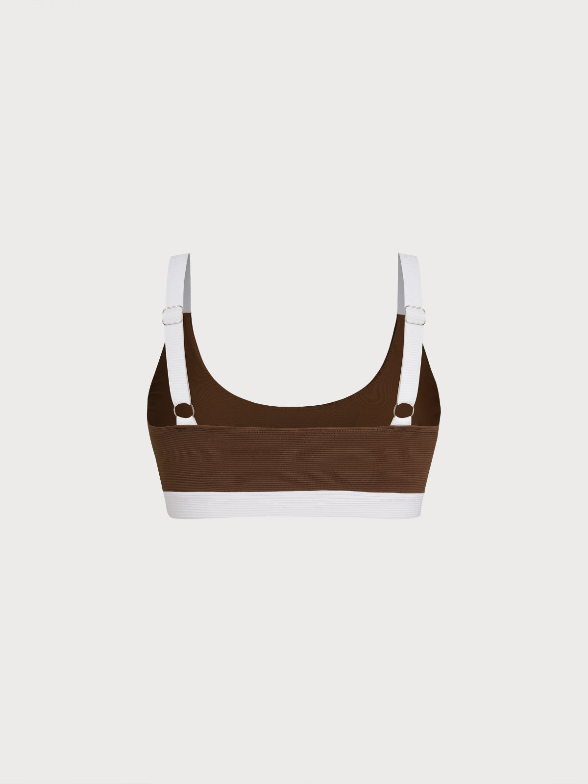 Brown Contrast Trim Bikini Top