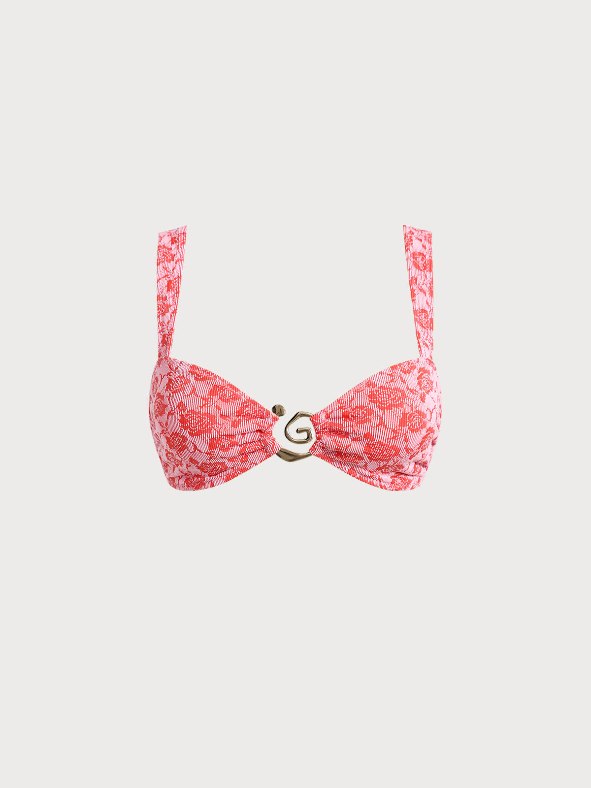 Red Rose Textured Bikini Top