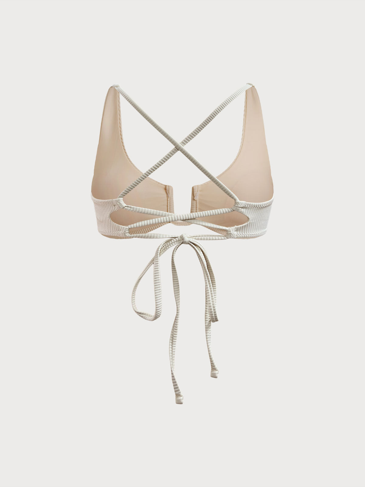 Off White U-Ring Cross Back Bikini Top