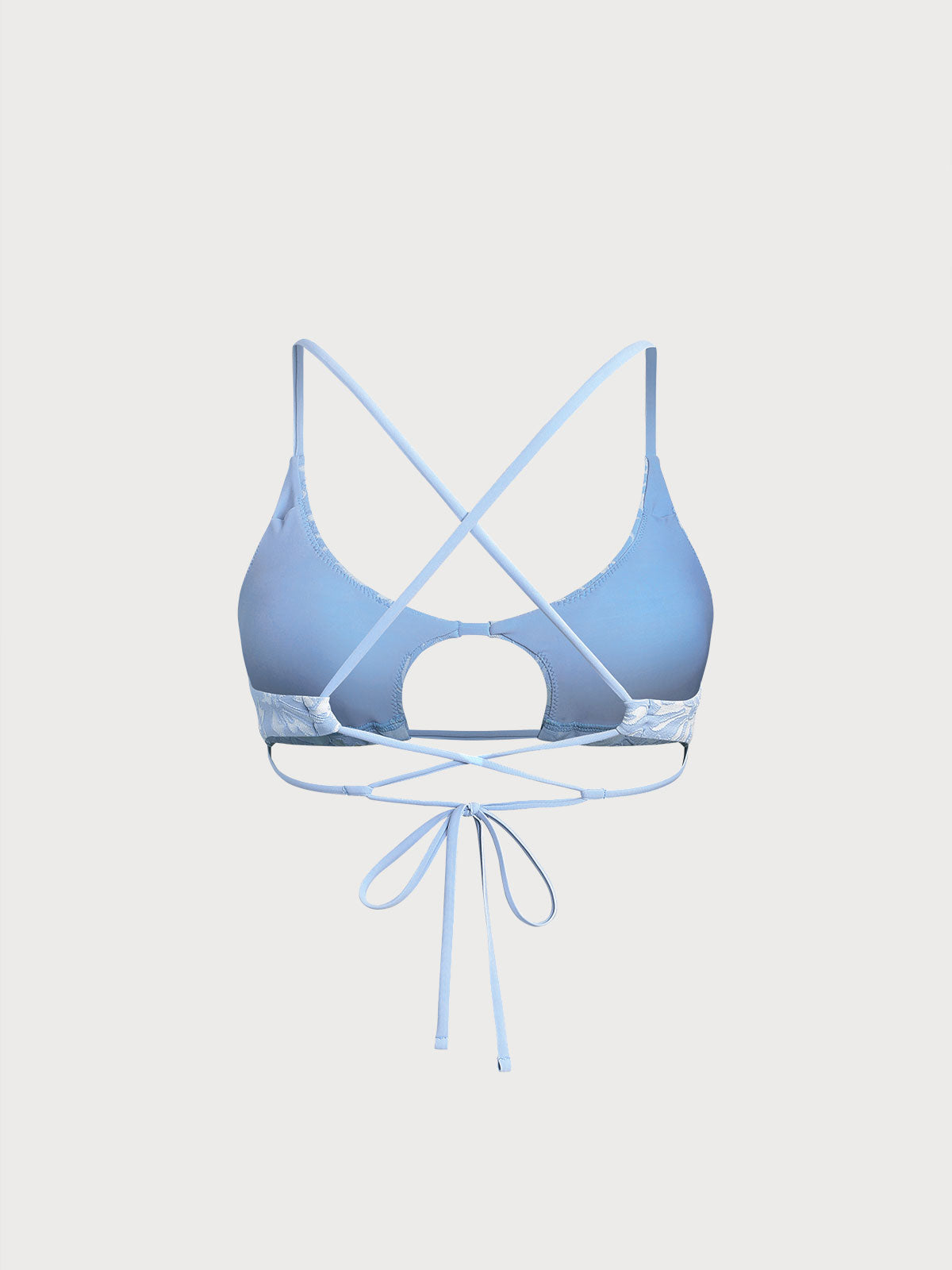 Light Blue Cut-Out Textured Bikini Top