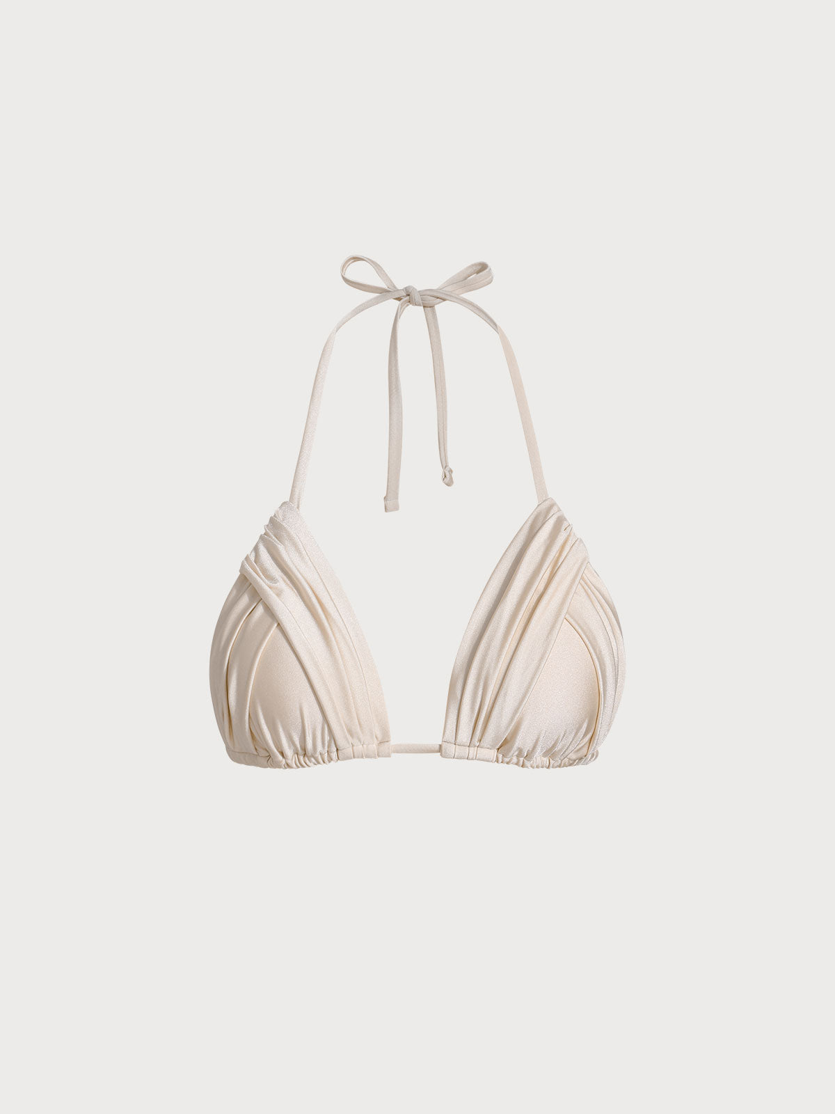 Off White Ruched Bikini Top