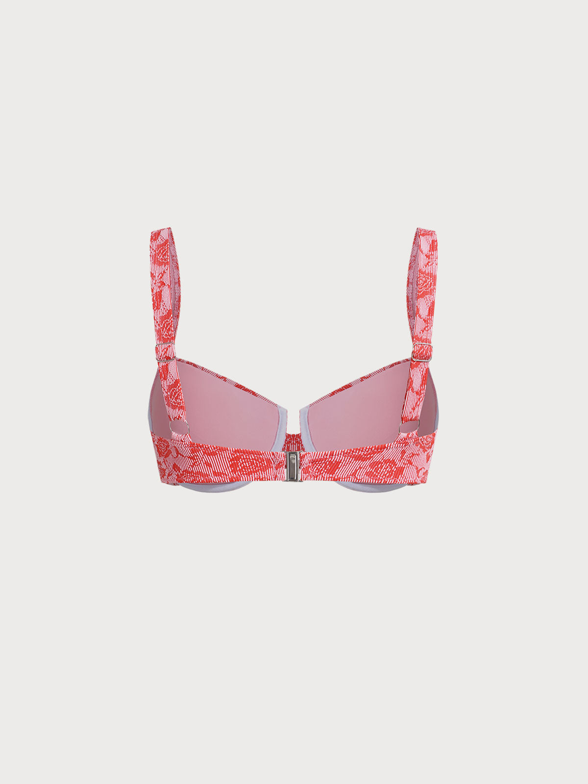 Red Rose Textured Underwire Bikini Top