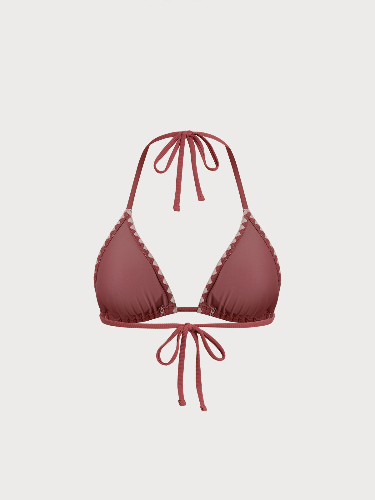 Brick Red Stitch Triangle Bikini Top