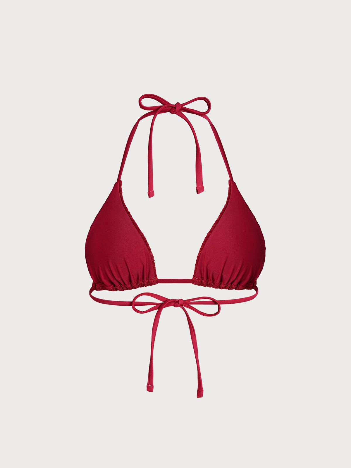 Wine Red Textured Triangle Bikini Top