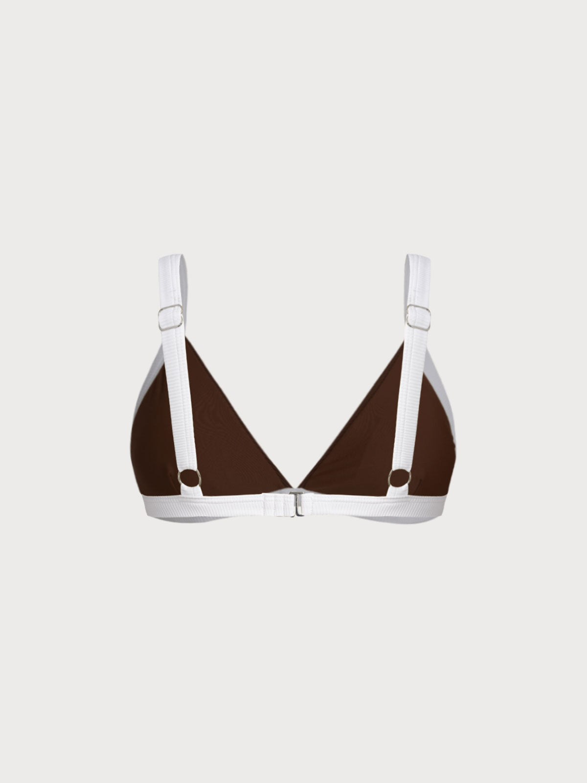 Brown Contrast Trim Triangle Bikini Top