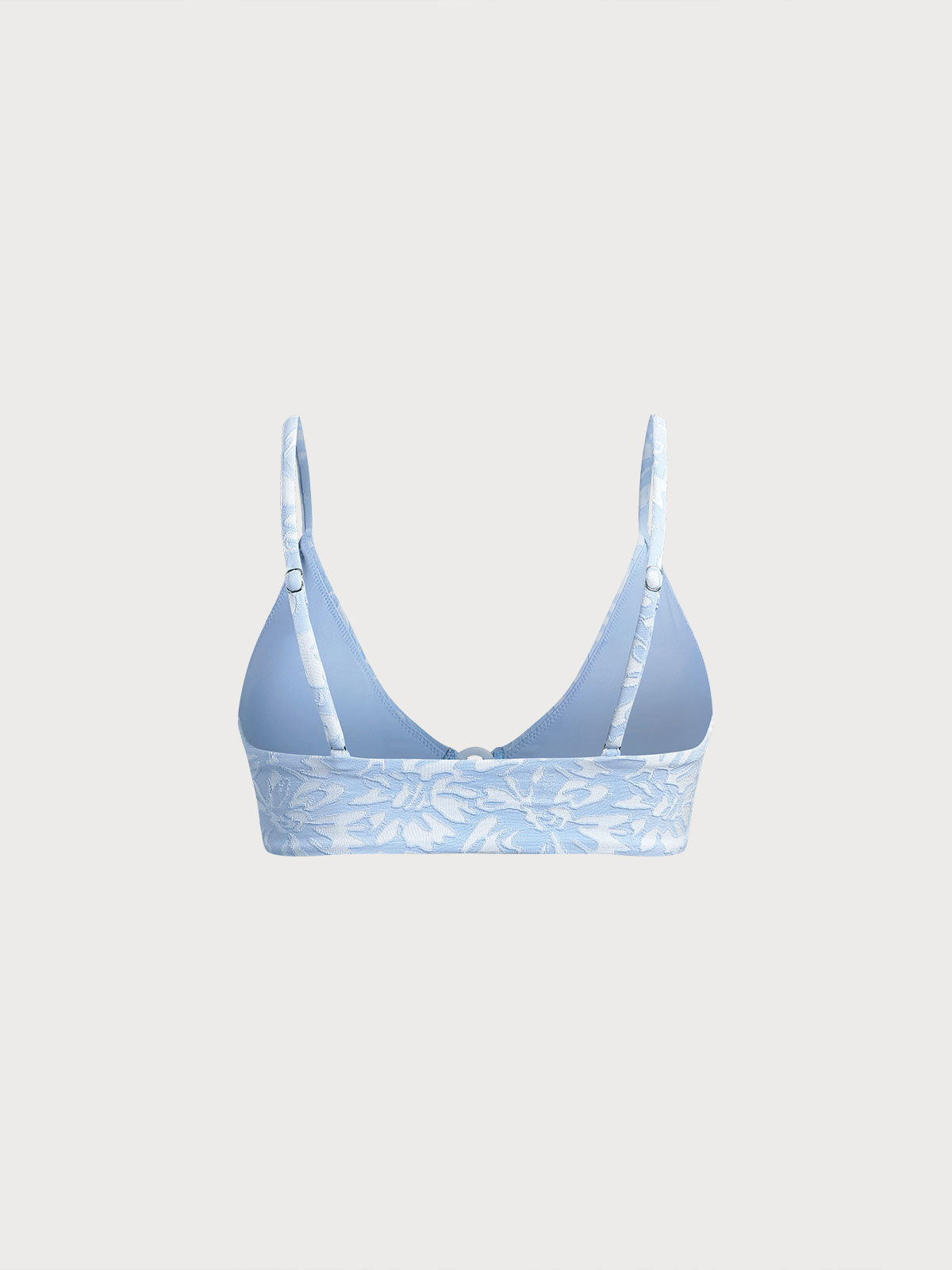 Light Blue O-Ring Textured Bikini Top