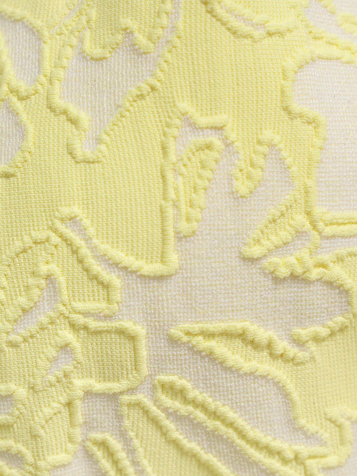 Yellow Textured Cutout O-Ring Bikini Top