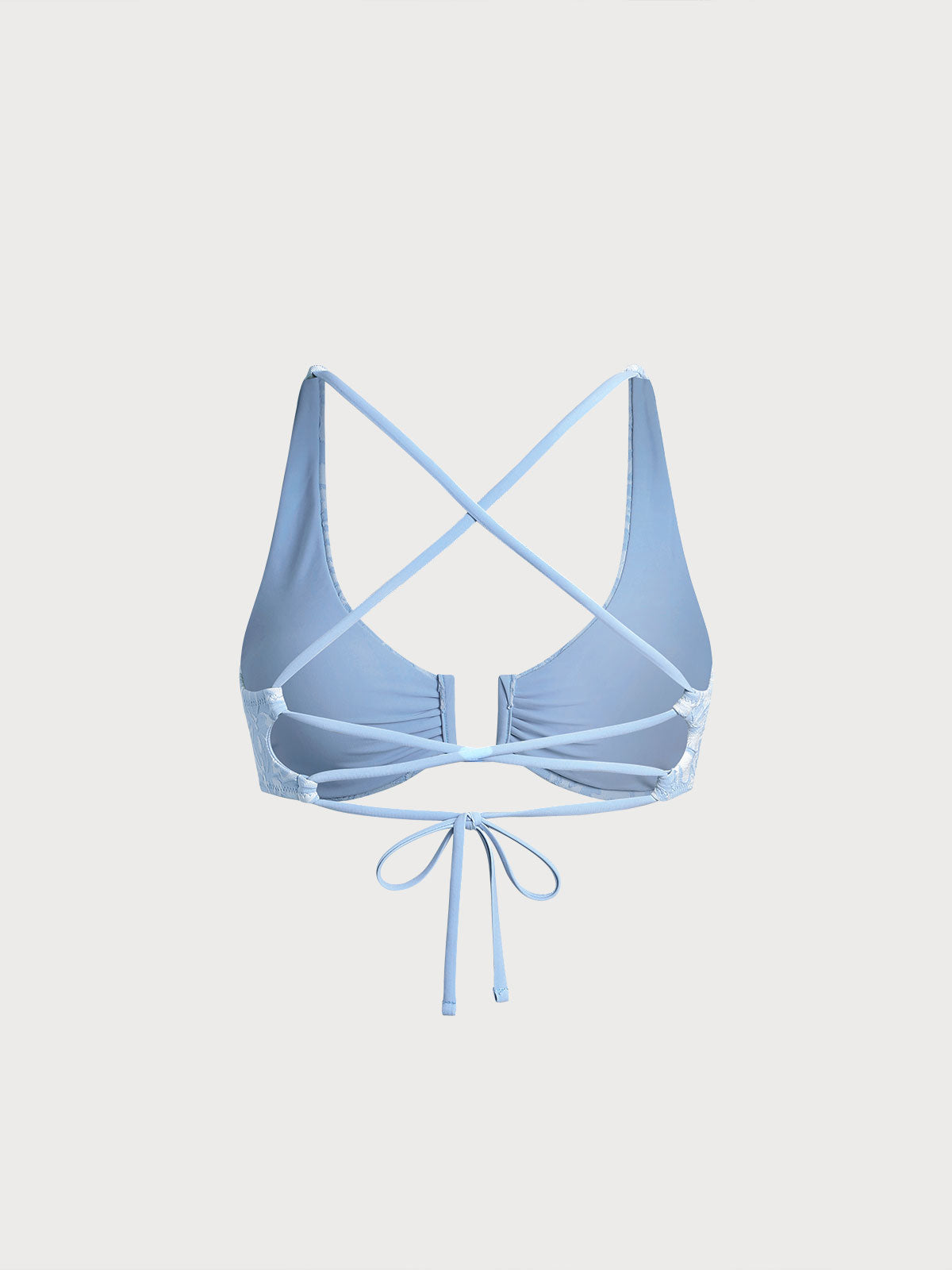Light Blue U Neck Textured Bikini Top