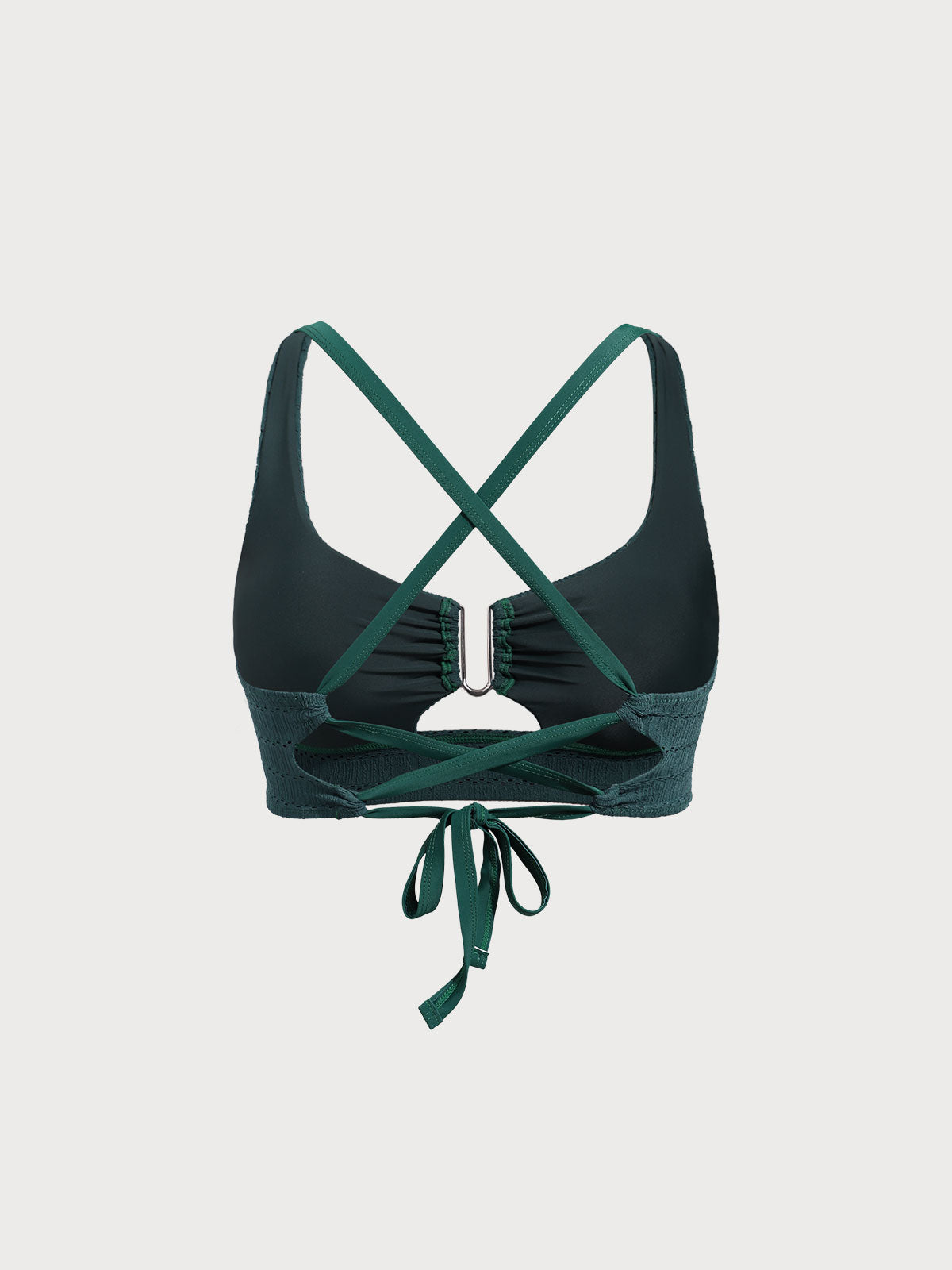 Dark Green Cut Out Plus Size Bikini Top