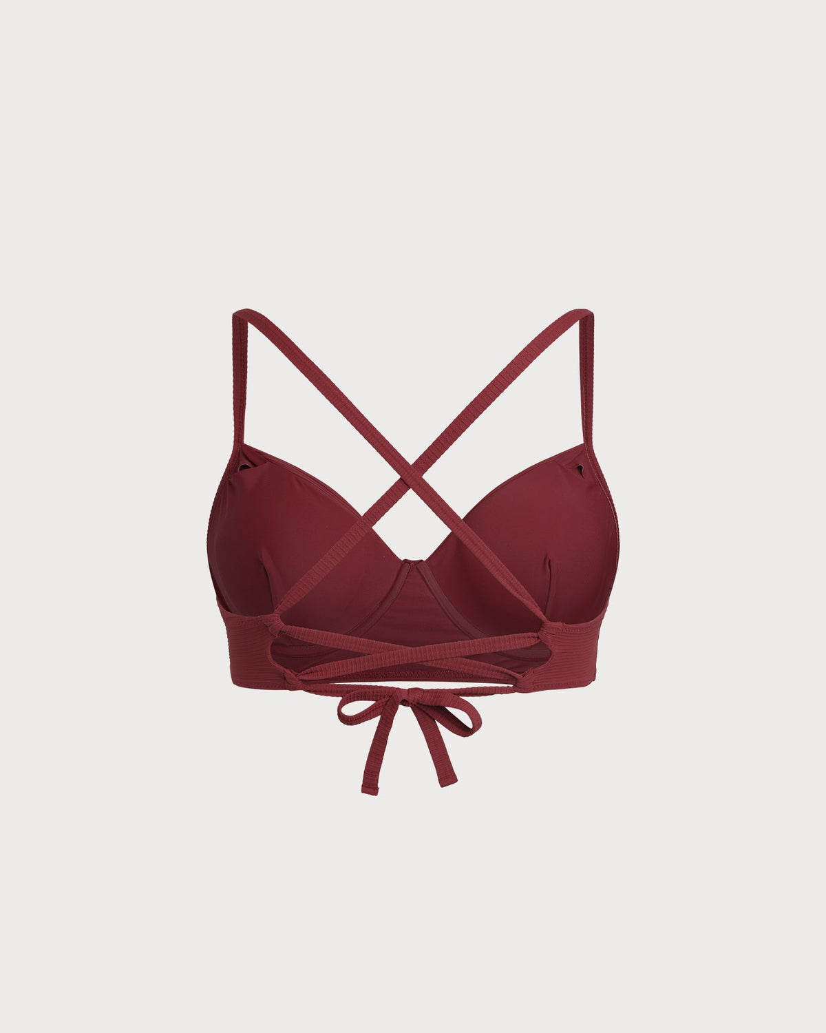 Wine Red Ruched Plus Size Bikini Top