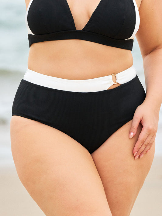 Black Natural Waisted Plus Size Bikini Bottom