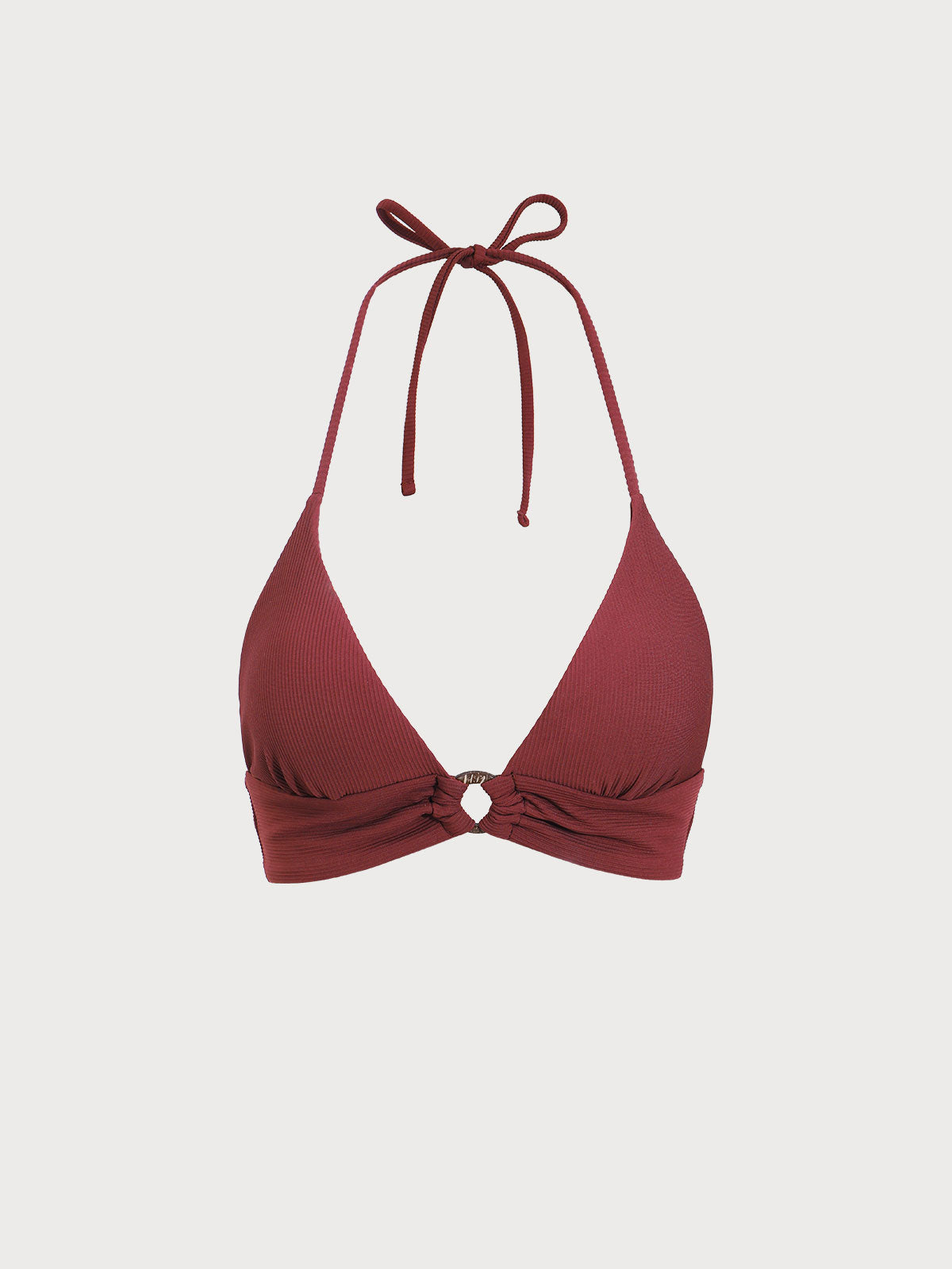Wine Red Back Tie Bikini Top