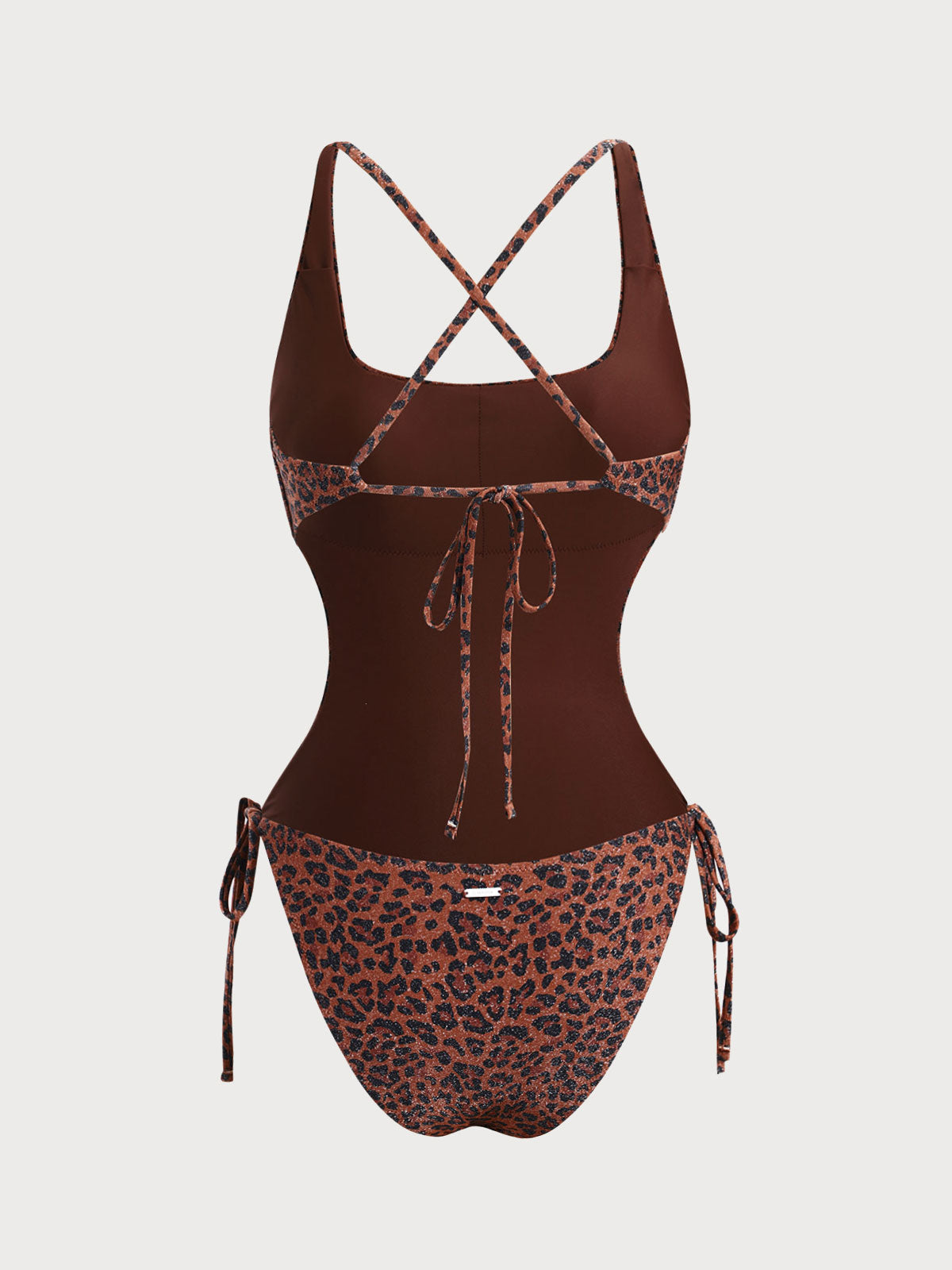 Leopard Print Cross One-Piece Swimsuit