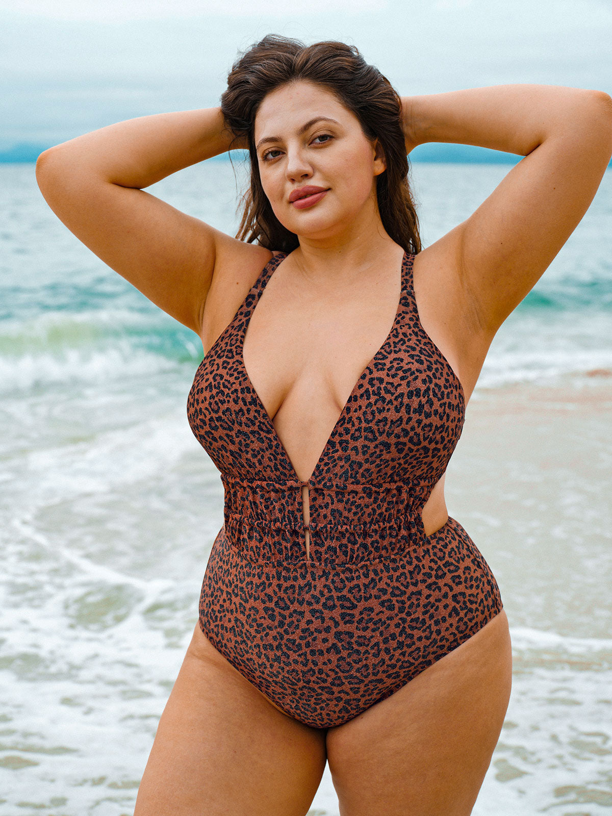 Leopard Print Plus Size One-Piece Swimsuit