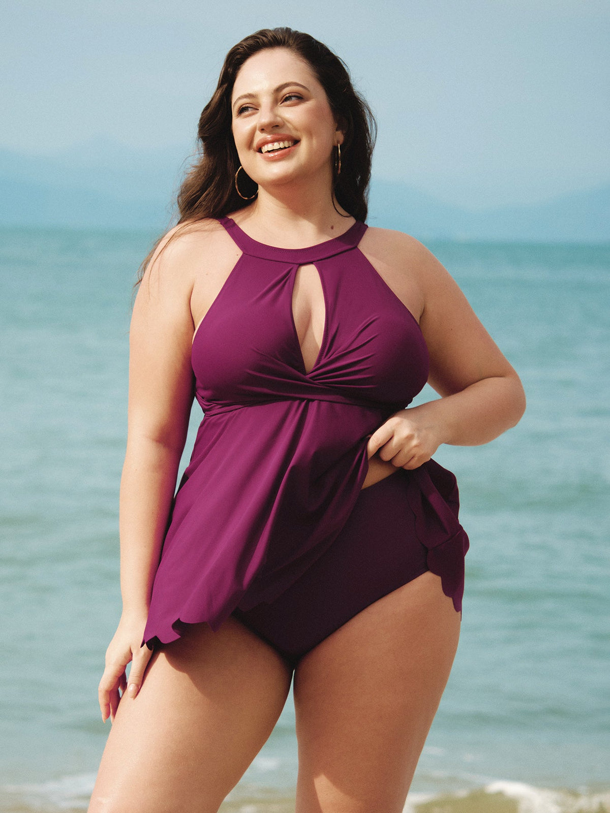 Burgundy Plus Size Tankini Bottom