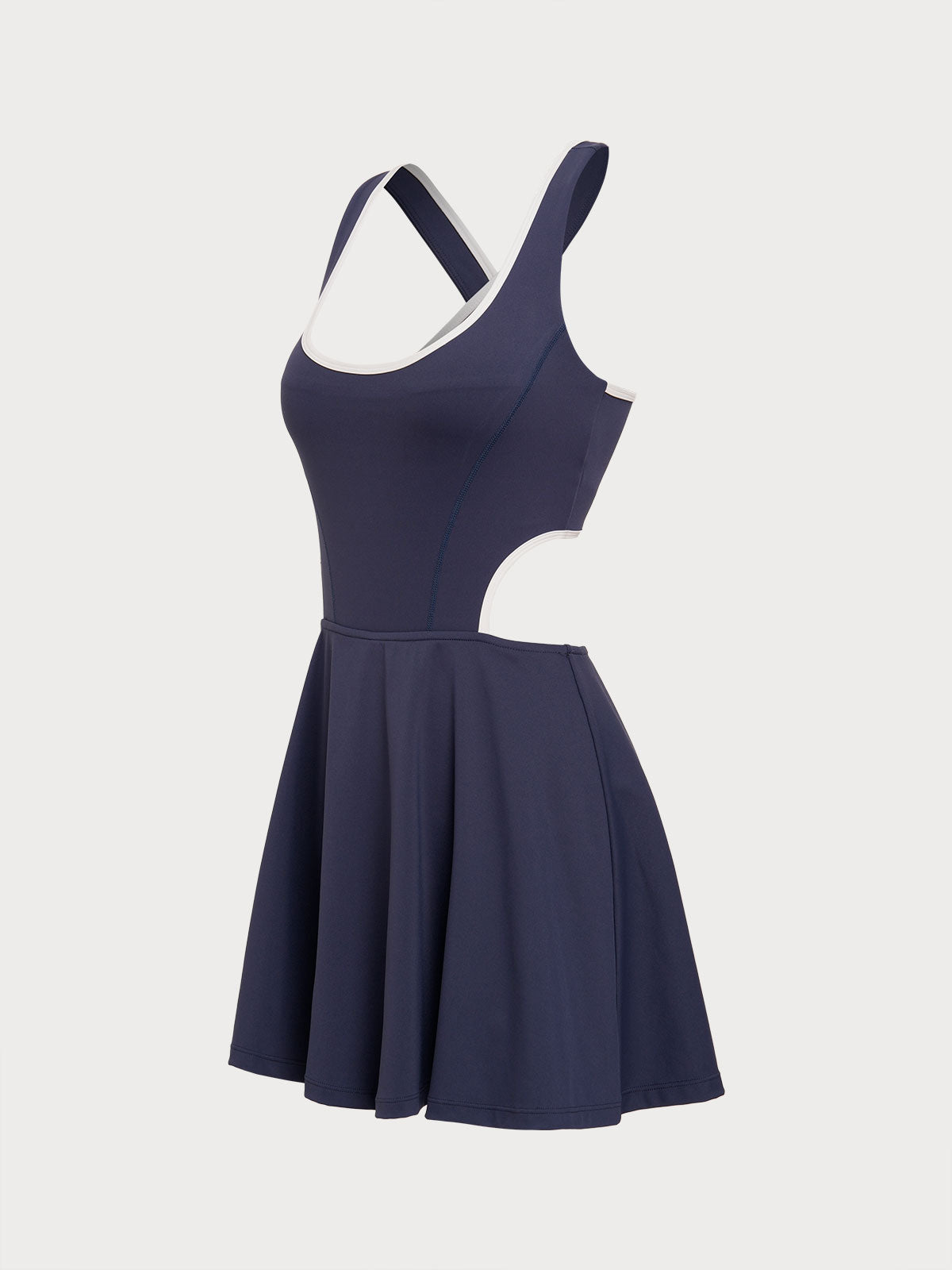 Navy Contrast Cut-Out Dress