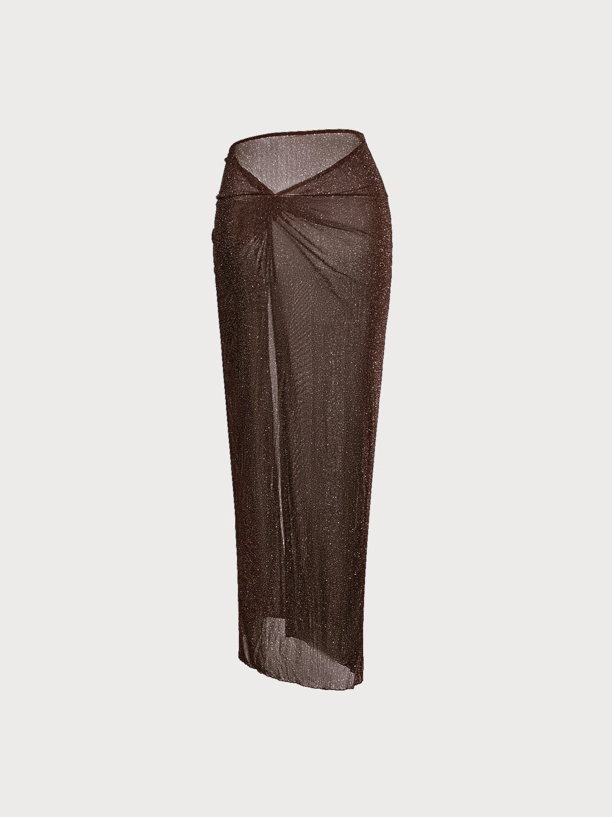 Dark Coffee Lurex Wrap Cover-Up Maxi Skirt