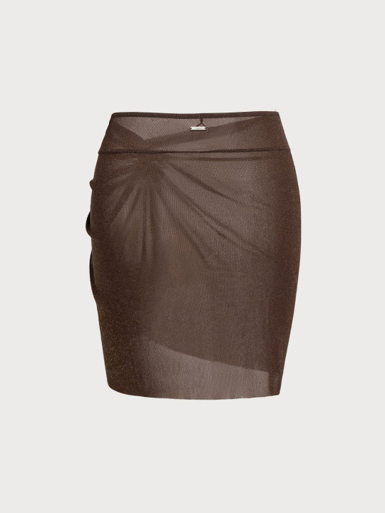 Dark Coffee Shimmer Cover Up Skirt