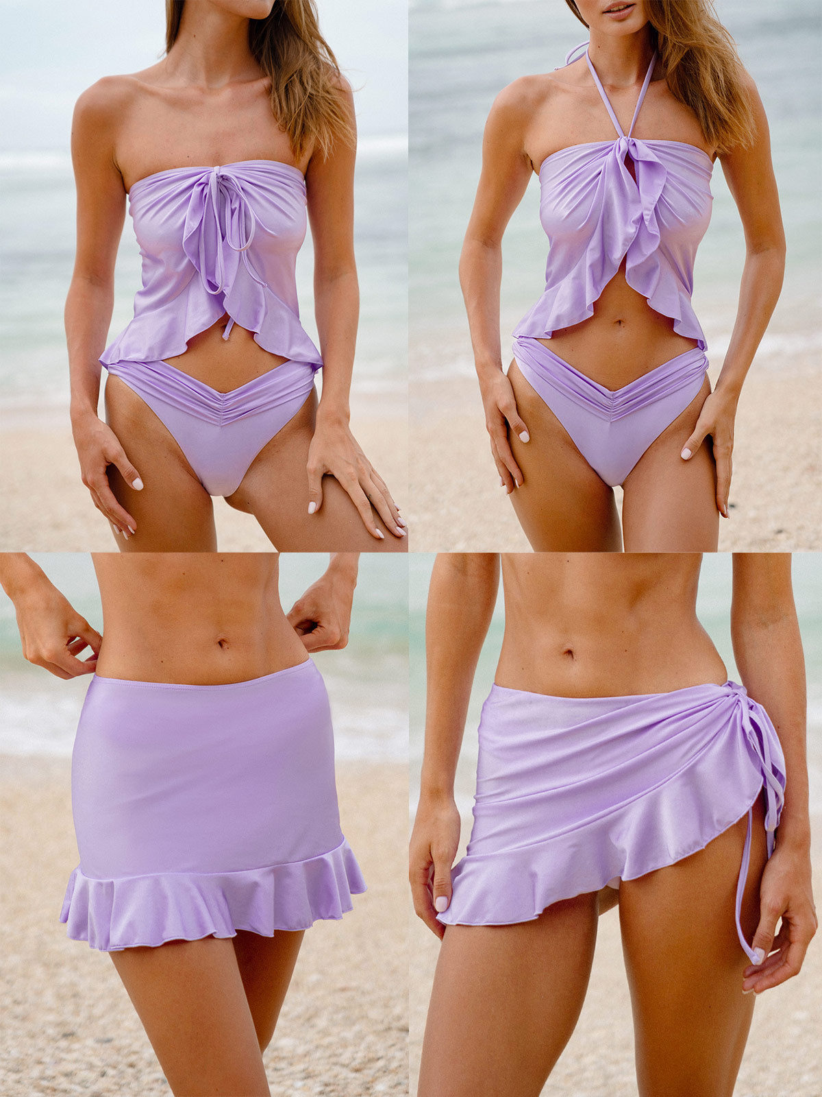 Purple Ruffled Multi-Way Cover Up Skirt