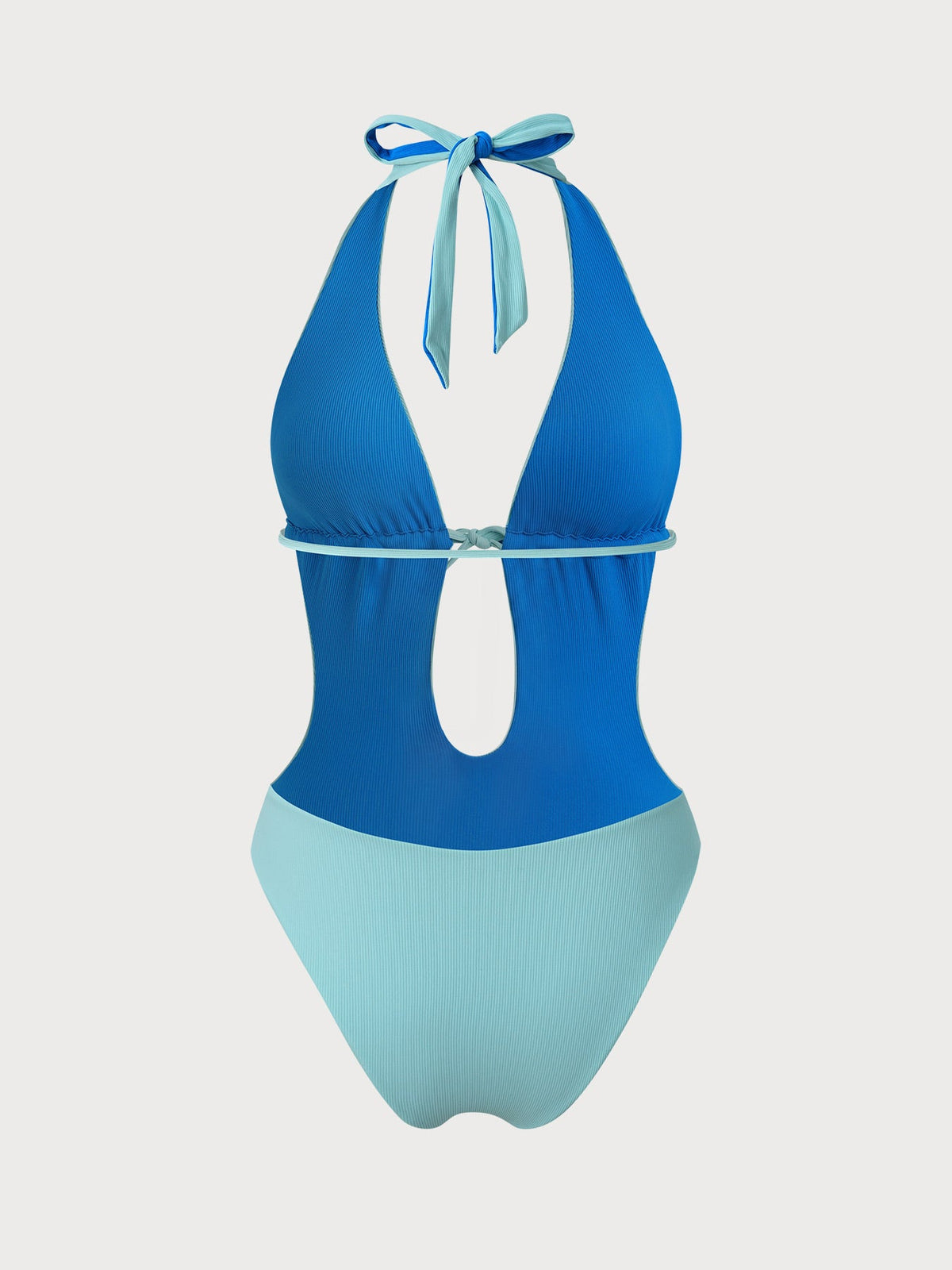 Blue Reversible Tie-Front Cutout One-Piece Swimsuit