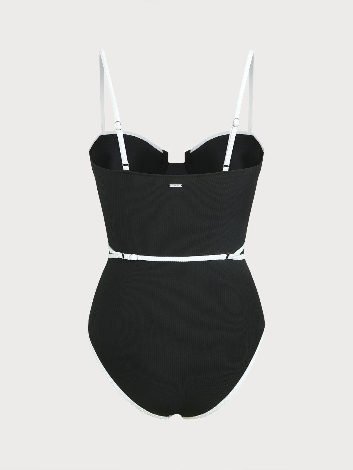 Black Contrast Underwire One-Piece Swimsuit