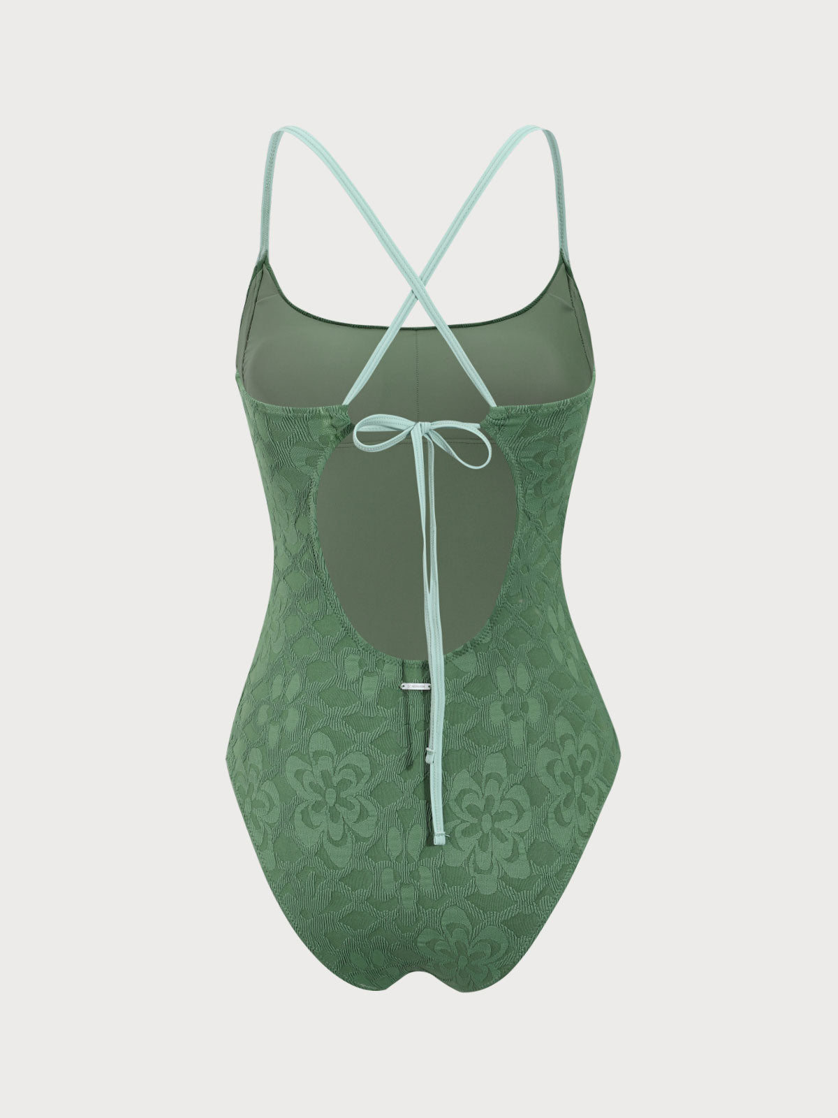Dark Green Jacquard X Cross One-Piece Swimwear