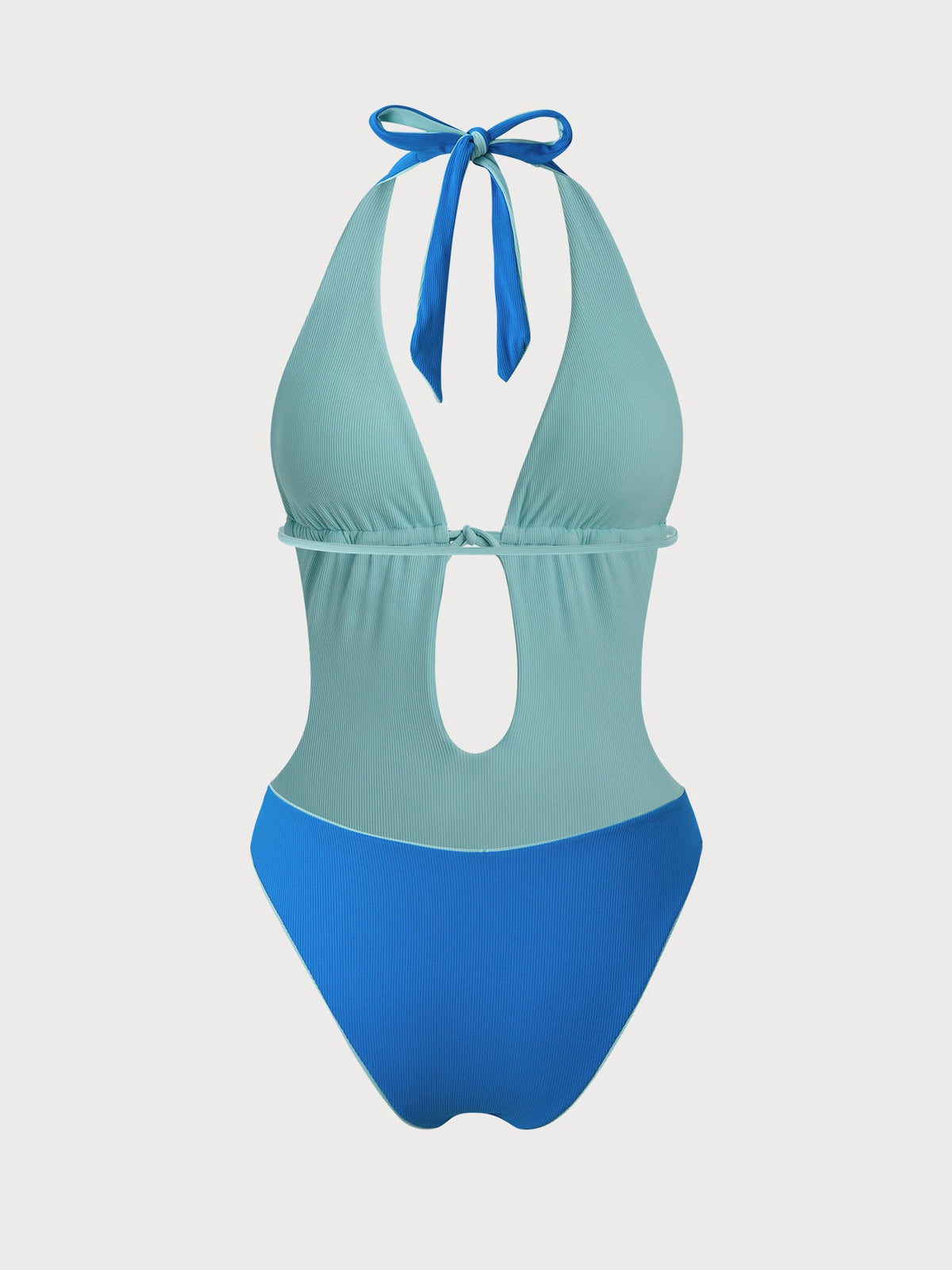 Blue Reversible Tie-Front Cutout One-Piece Swimsuit
