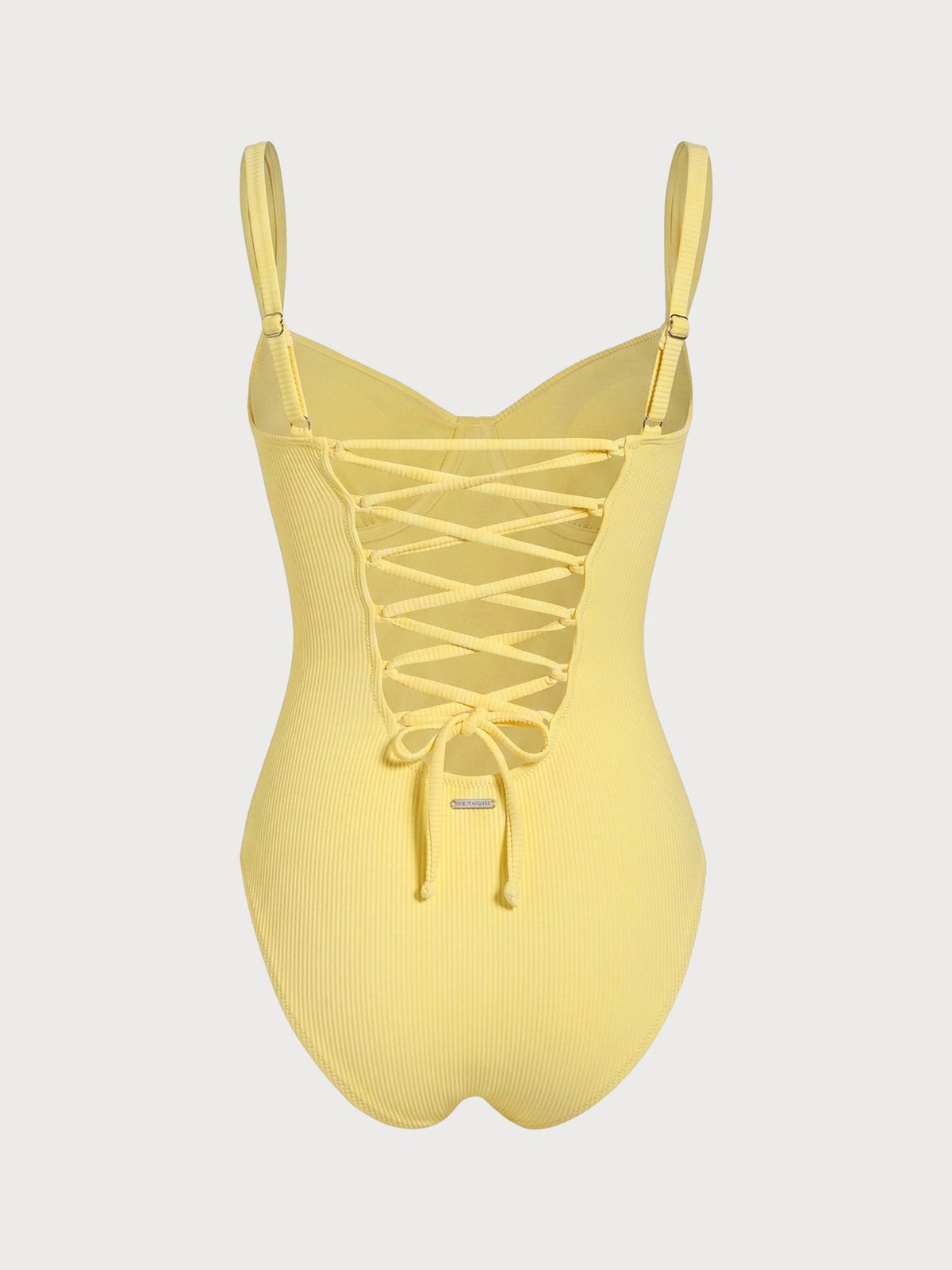Yellow Cross Back Tummy Control One-Piece Swimsuit